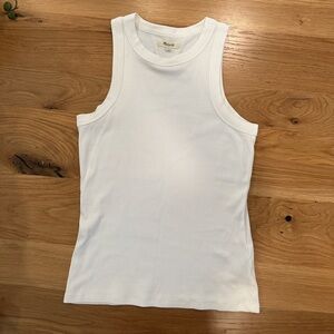 Madewell White Ribbed Tank Top